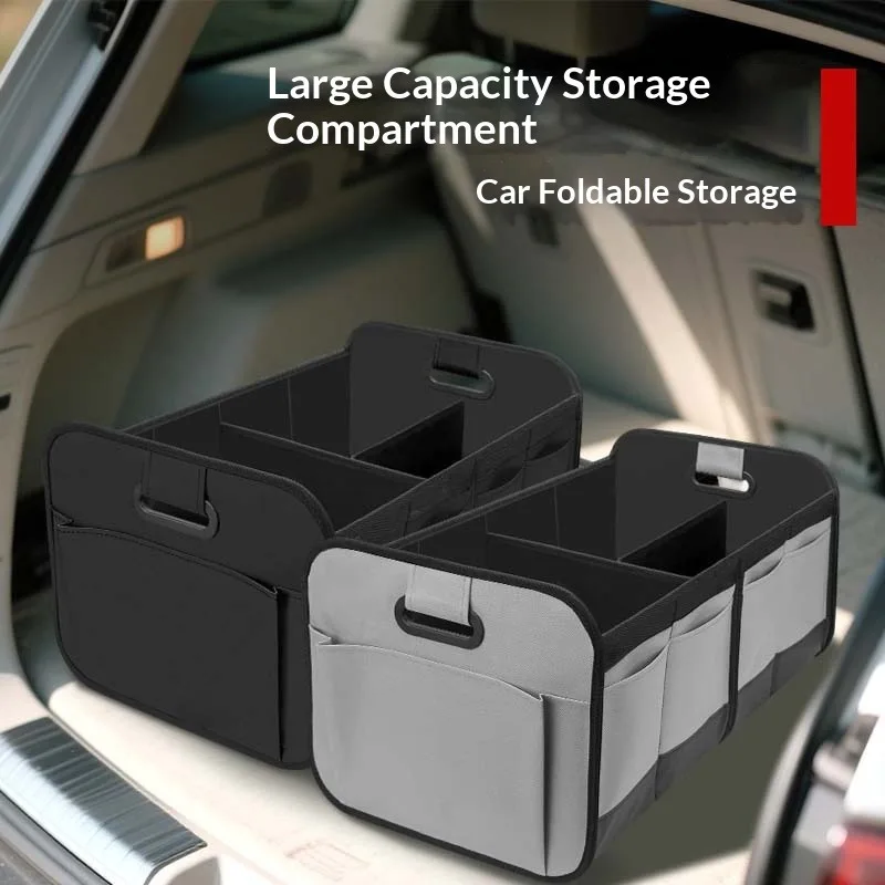 2PCS Multi-Compartment Car Trunk Storage Organizer Collapsible Oxford Design Side Pockets for Daily Grocery Cargo Organization car accessories