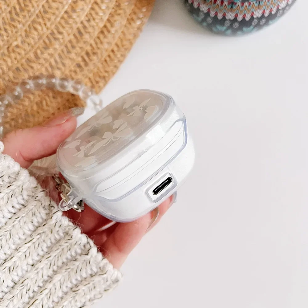 غطاء سماعات أذن سيليكون كرتوني ، حقيبة ، نمط زهرة ، سلسلة مفاتيح ، لطيف ، شفاف ، XT62 ، موضة ، XT62