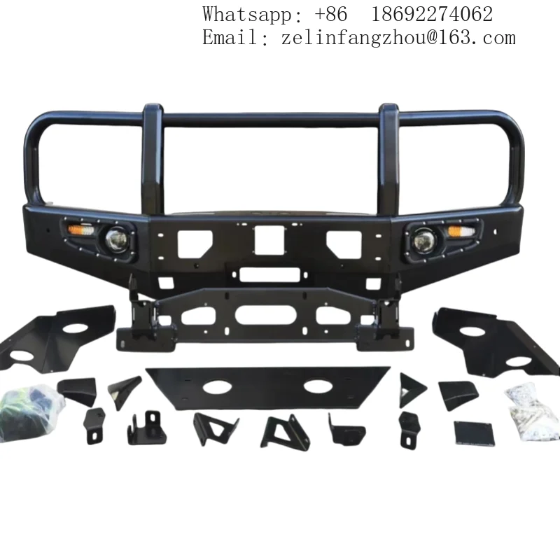 

Steel Black Front Bumper Bull Bar For Ford Ranger T9 2023 With LED Lights And Fog Light Cutouts New