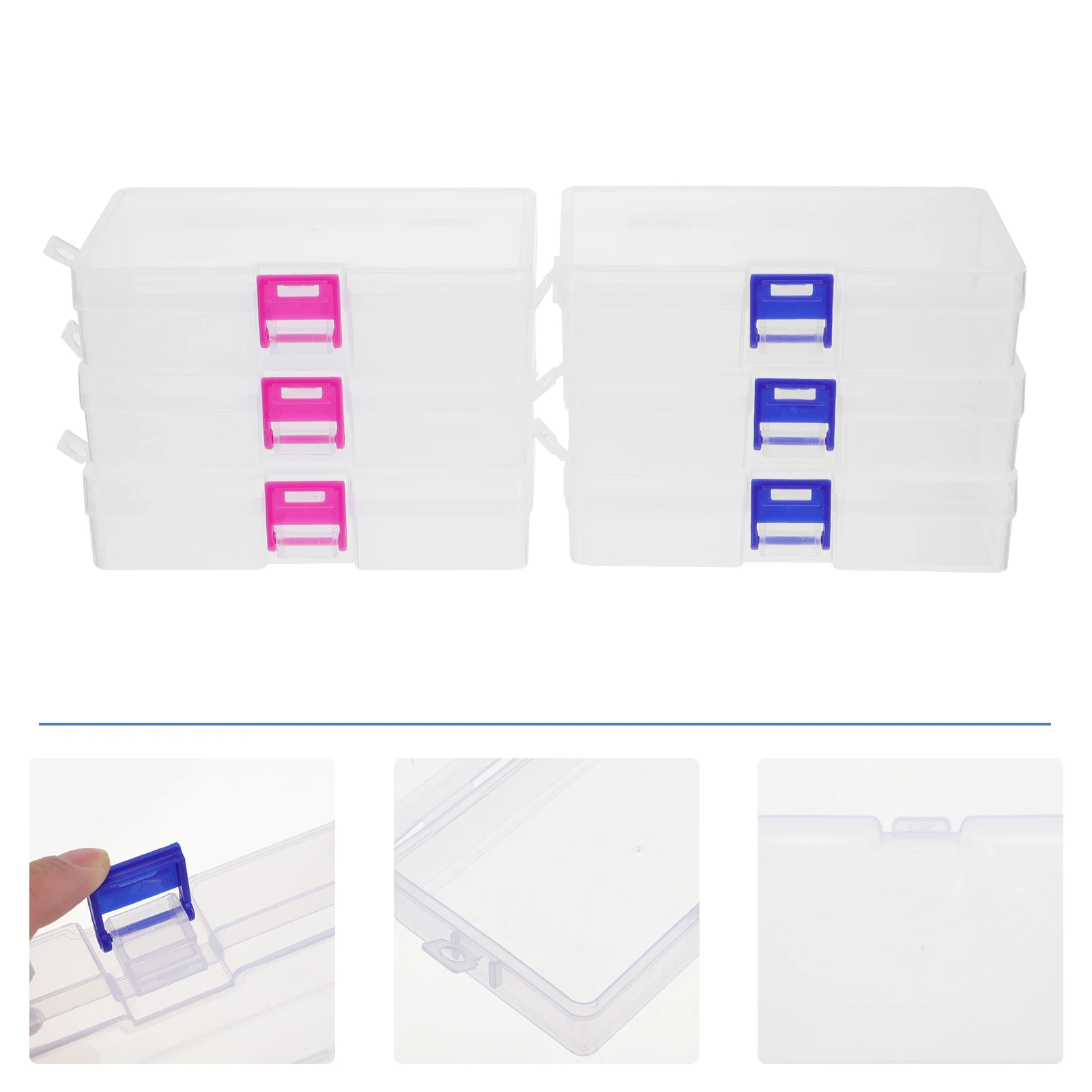 

6pcs Plastic Storage Box Transparent Makeup Container Desktop Jewelry Organizer Tool Case For Craft Parts Coins Beads With Lid