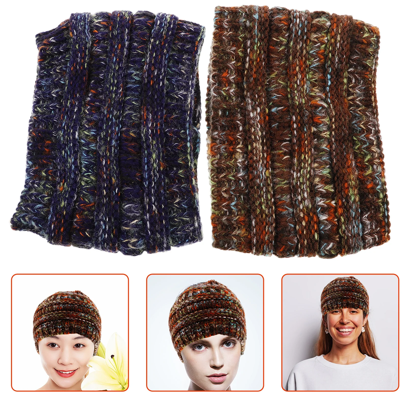 

2Pcs Warm Knitting Headband for Women Comfortable Wide Hair Wrap Winter Stylish Knitted Hairband Cold Weather Accessory