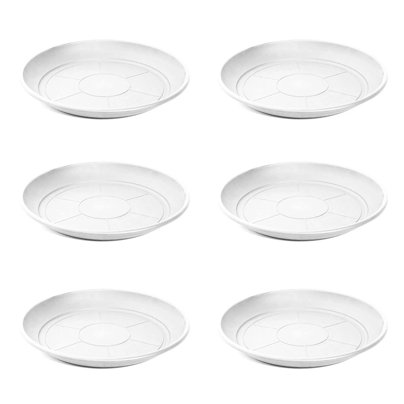 Pack of 6 white plastic plates for pots of 50/60 cm 