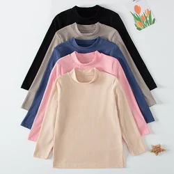 Autumn and winter children in the collar bottoming shirt solid color simple Joker girl long sleeve shirt boy school uniform with