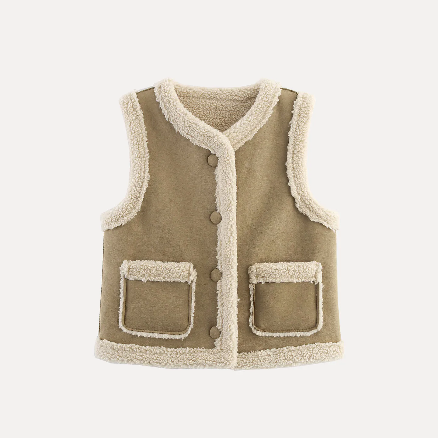 Ceco de Cuero con Ribete de Piel y Bolsillos para Mujer, Otoño 2025, Cárdigan con Cuello en V, Cierre de un Solo Botón, Co...