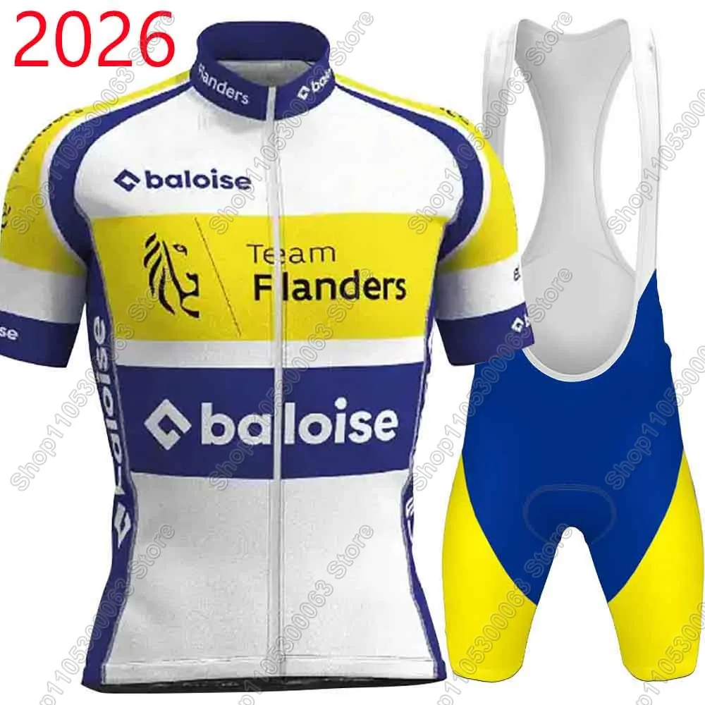 

Team Flanders Baloise 2026 Комплект велосипедного трикотажа Летняя одежда для велосипеда Рубашки для шоссейного велосипеда Костюм Шорты для велосипедного нагрудника MTB Ropa Maillot