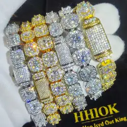 10/12mm Square Clustered Tennis Chain Bracelet Iced Out Diamond CZ Cubic Zirconia Link Chain Hip Hop Jewelry Gift for Men Women