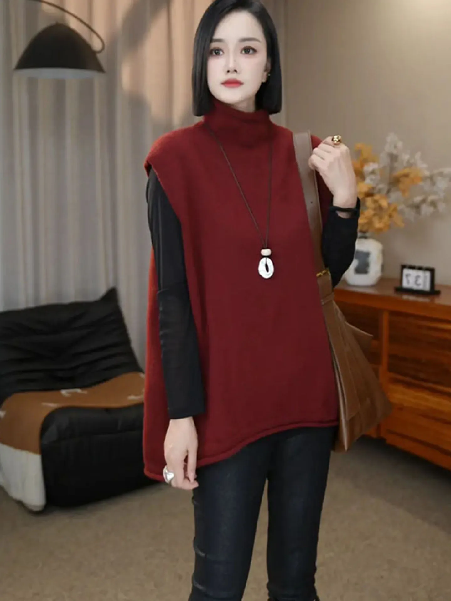 

Casual Knitted Vest Layering Design Svel Versatile Commute Sle Lazy Faion New Winter 2025 Women's Faion Tank Top