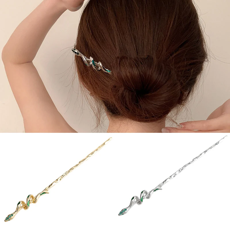 New Hairpin Hair Sticks Minimalist Snake Shape Trendy Punk Metal Hair Accessories Headwear Hairstyle for Women Jewelry H047