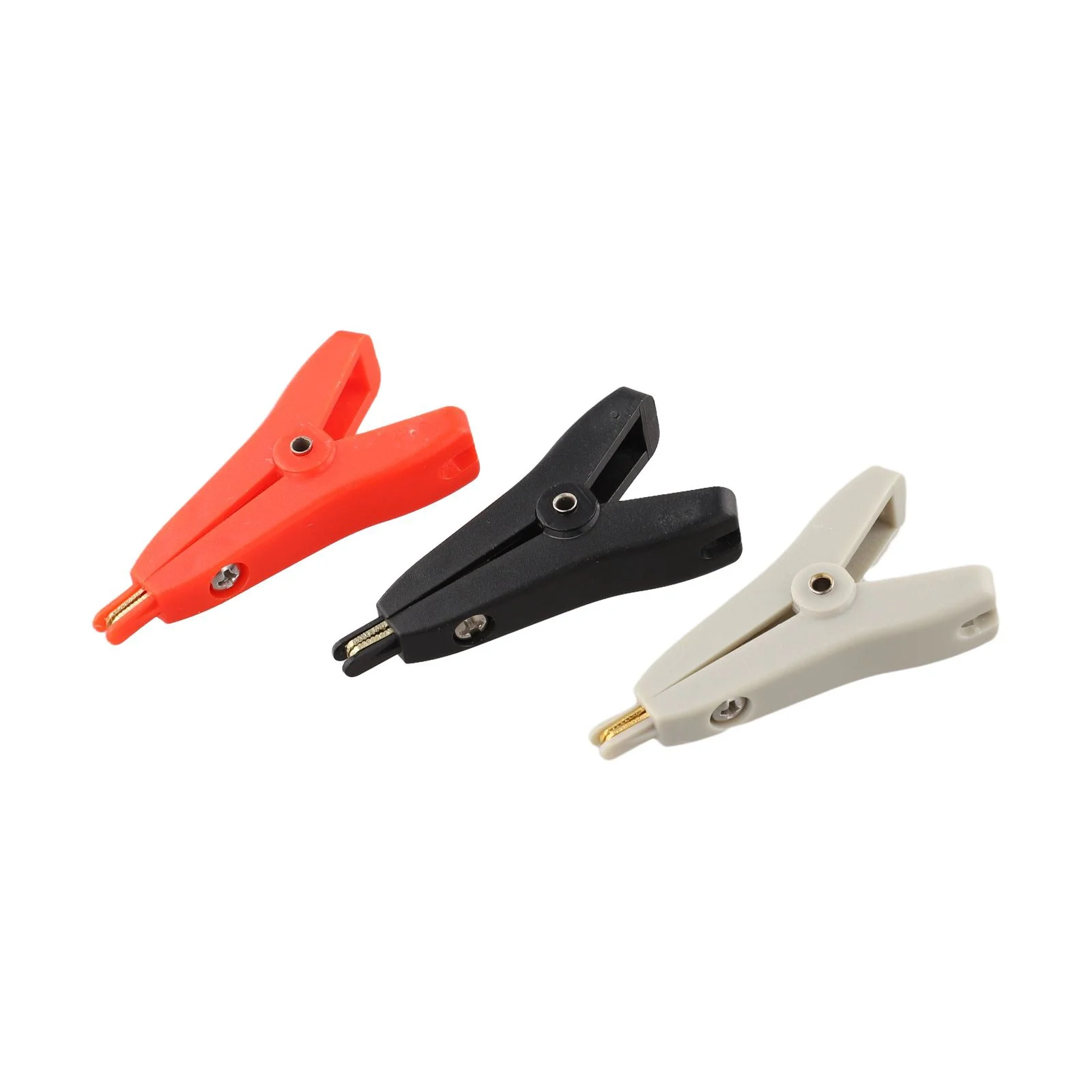 Set of 3 Kelvin Test Clips with Gold Plated Copper Contacts and Saw Teeth Grip Designed for Reliable Electrical Testing