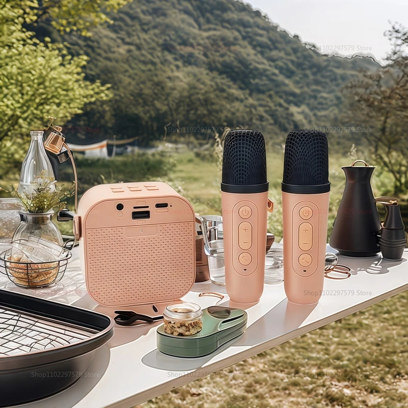 حار K12 بلوتوث مكبر صوت محمول كاريوكي صوت لاسلكي صغير مع ميكروفون للحفلات المنزلية آلة الغناء العائلية متعة الاطفال