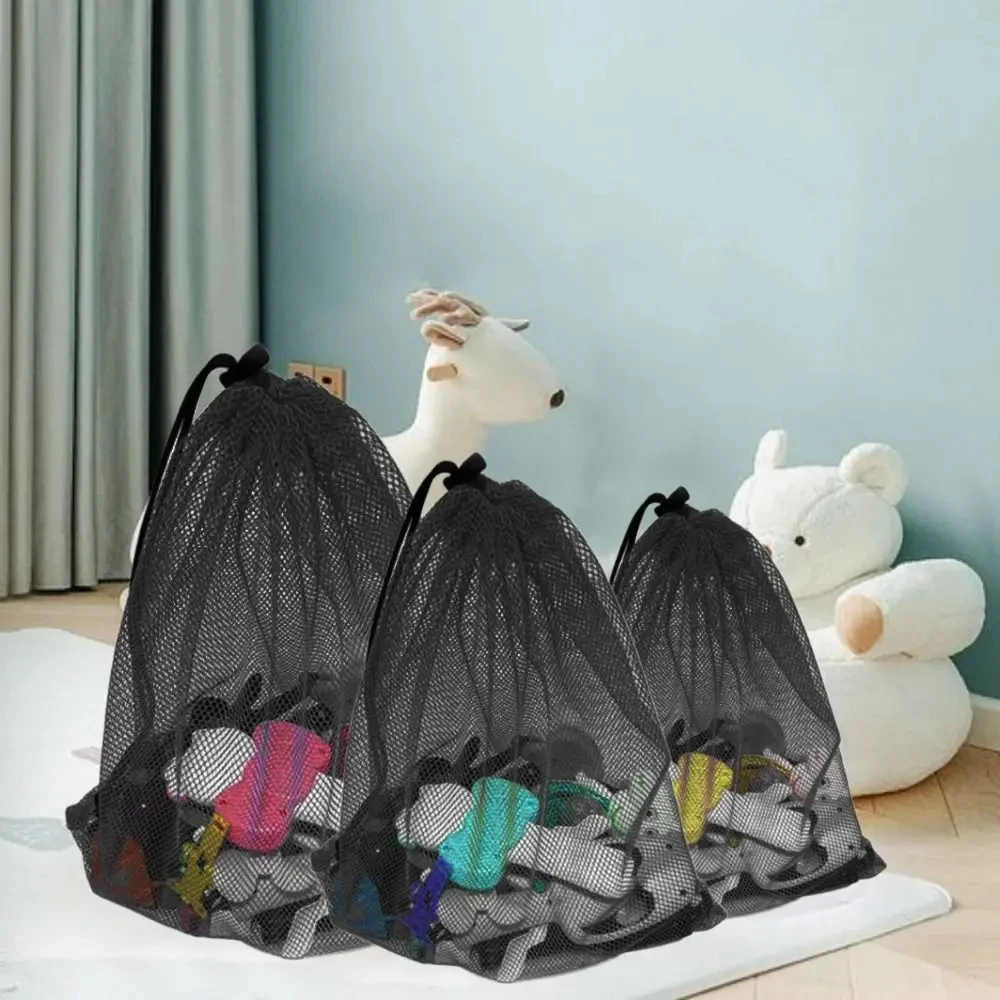 Bolsas de malla negras con cordón, bolsas de malla pequeñas para deportes, natación y almacenamiento de pelotas: fáciles de apretar y ajustar para viajar
