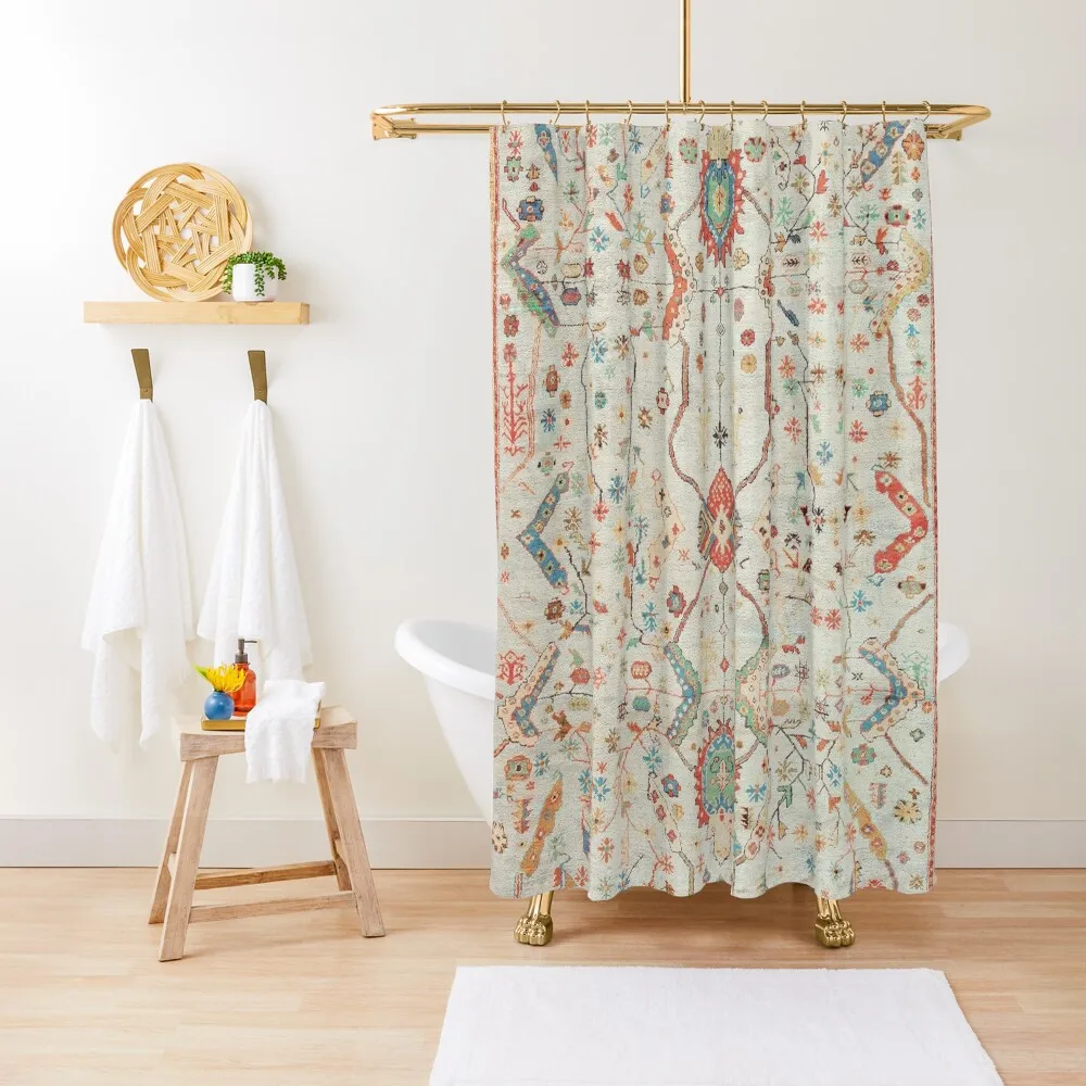 

Antique Turkish Oushak Rug Print Shower Curtain Bathroom And Shower Set For Bathroom Bathtub Curtain