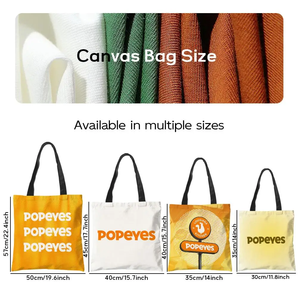 Storage Bags Aesthetic Canvas School Shoulder Bag Lightweight Grocery Shopping Bag Fast food fried chicken lovers P-Popeyes