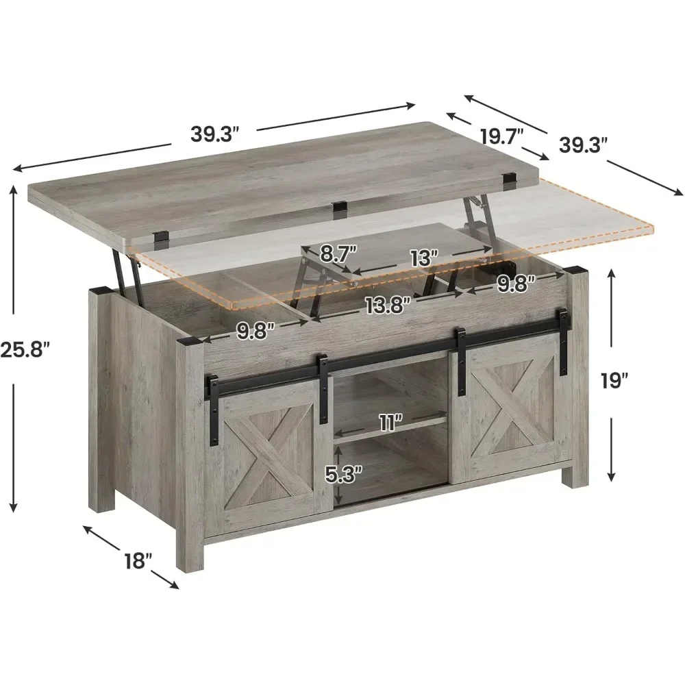 4-in-1 multifunctionele converteerbare salontafels met opbergruimte en verborgen compartiment, salontafel converteert naar eettafel