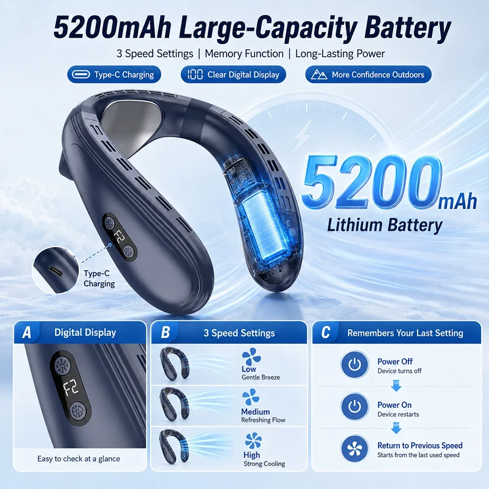 semiconductor-cooling-portable-neck-air-conditioner-bladeless-rechargeable-neck-fan-personal-wearable-cooler