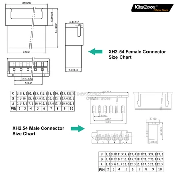 Kidisoii JST XH2.54mm 암수 소켓, 22AWG 압착 터미널 와이어 어댑터, 2, 3, 4, 5, 6, 7, 8, 9, 10P  Best5