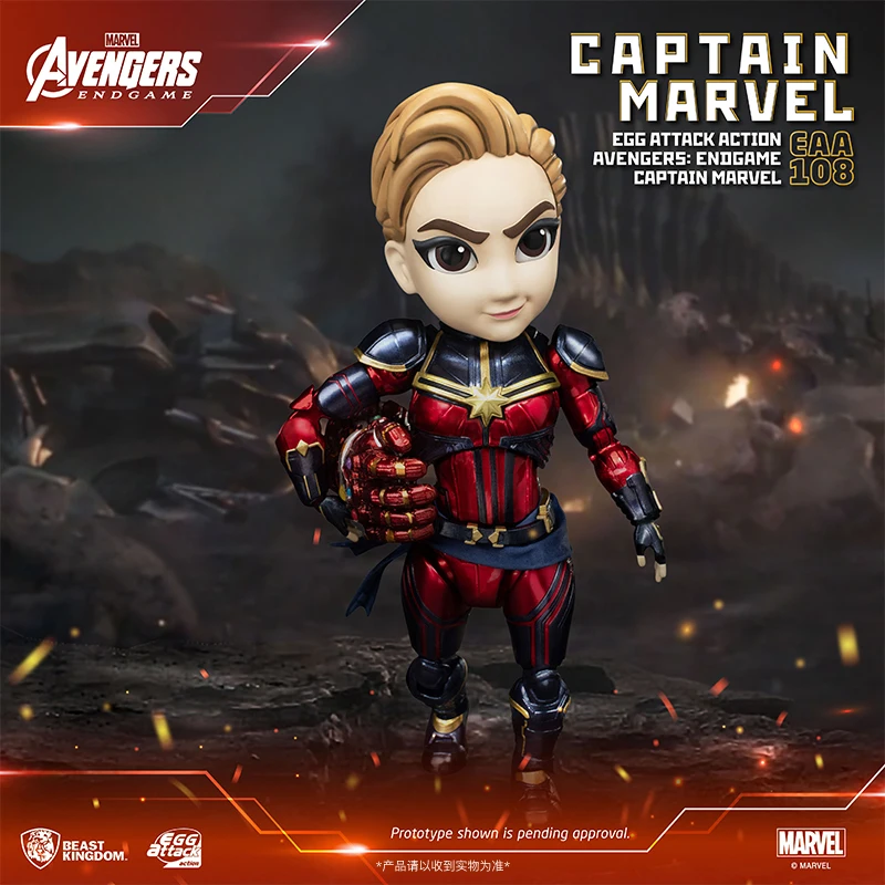 In Stock 100% Original Beast Kingdom CAPTAIN MARVEL EAA108 The Avengers Movie Character Model Collection Artwork Q Version