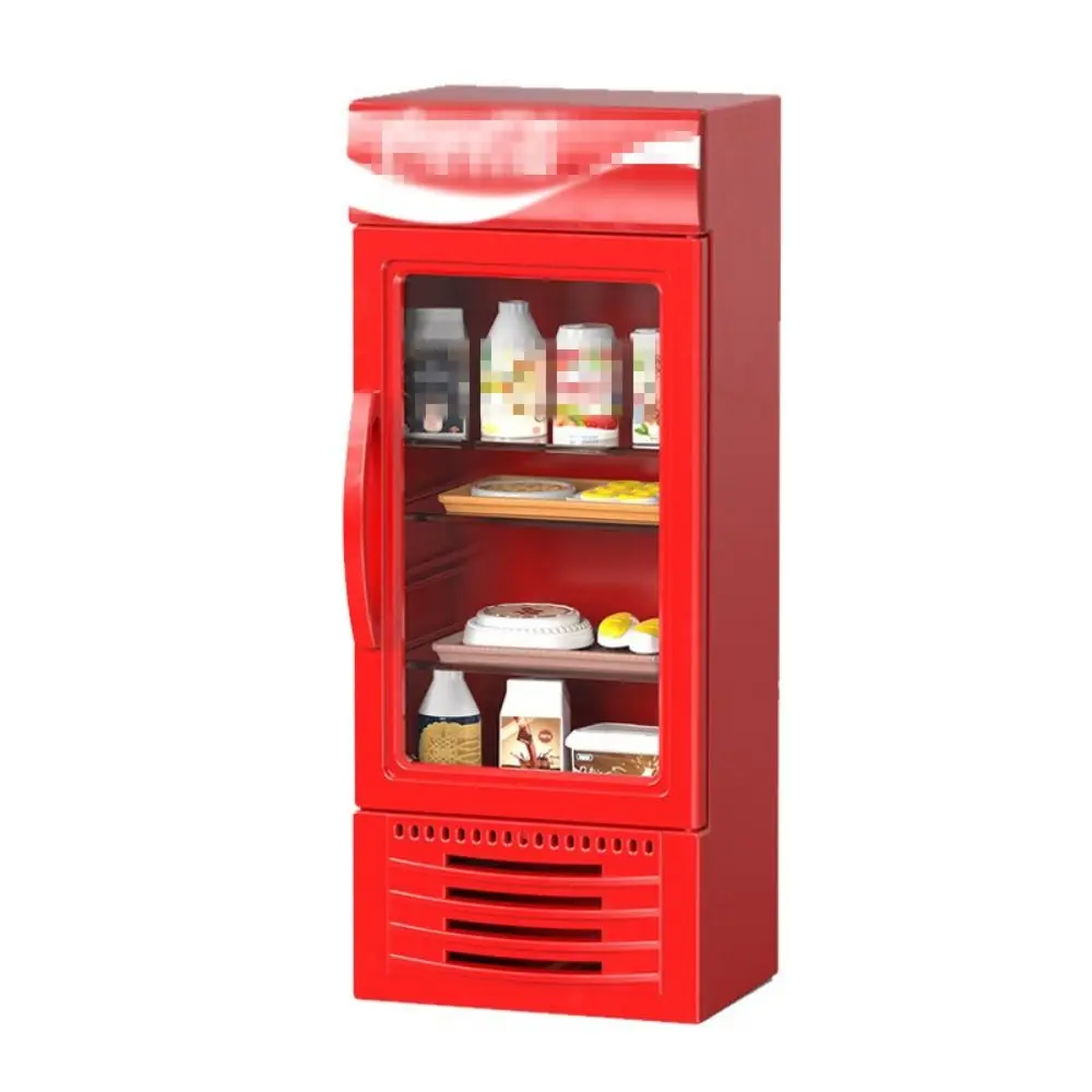 Single Door 1:12 Doll House Mini Fridge High Quality with Food Play Accessories Dollhouse Furniture Supermarket Microscene Model