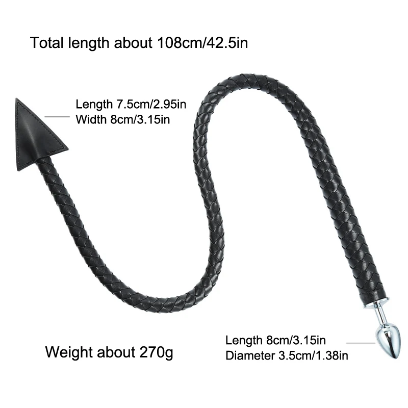 Metal Anal Plug Tail Black Leather Bdsm Whip Butt Plug Tail Gay Toy Butt Plug for Women Sex Toys Anal For Couple Adult Games