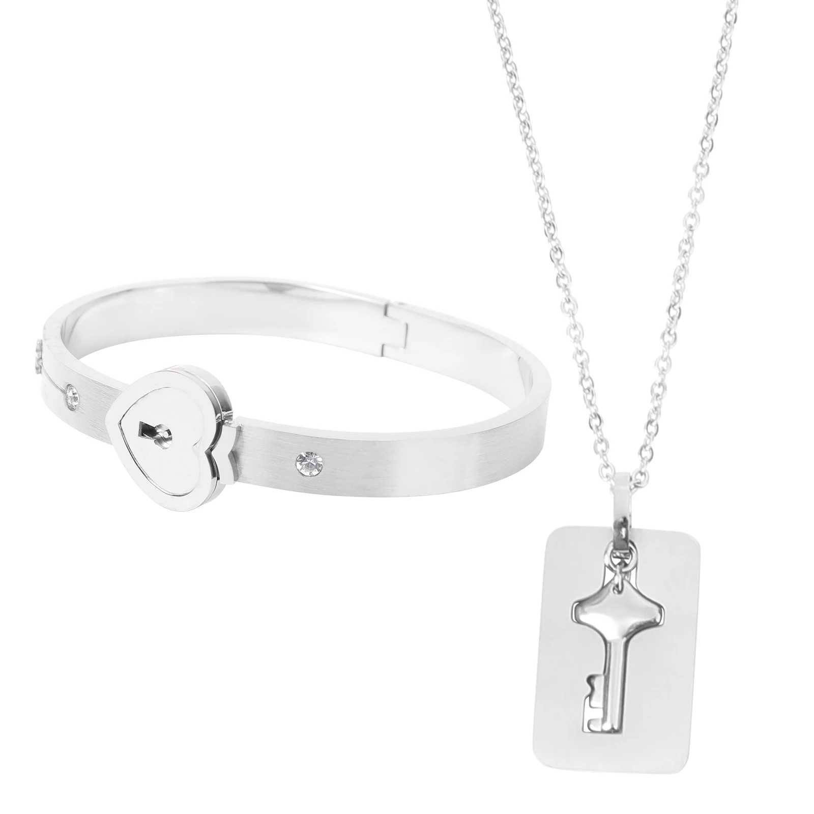 

Heart Shape Titanium Steel Bracelet Key Necklace Jewelry Bangle Charm Fashion Accessories Gift For Women Valentine