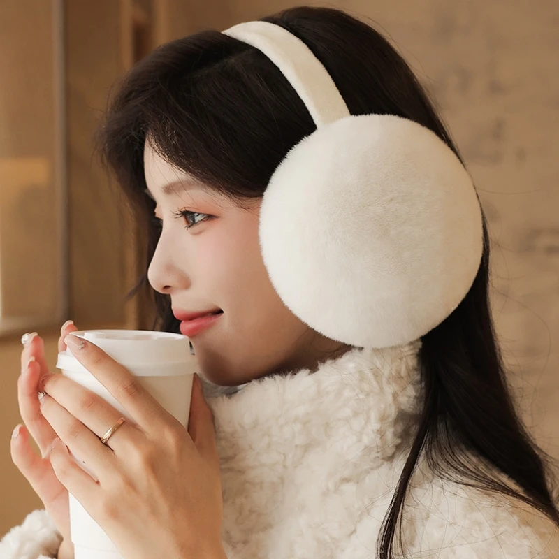 

Winter Warm Ear Muffs Women's Outdoor Windproof Coldproof Fluffy Thickened Collapsible Ear Cover Memory Hairband Cute