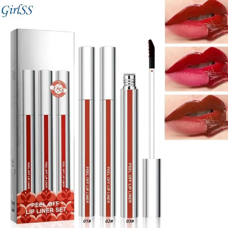 3 pezzi Creative peeling Off Lip Liner Set con cosmetico per labbra con finitura opaca impermeabile per definizione delle