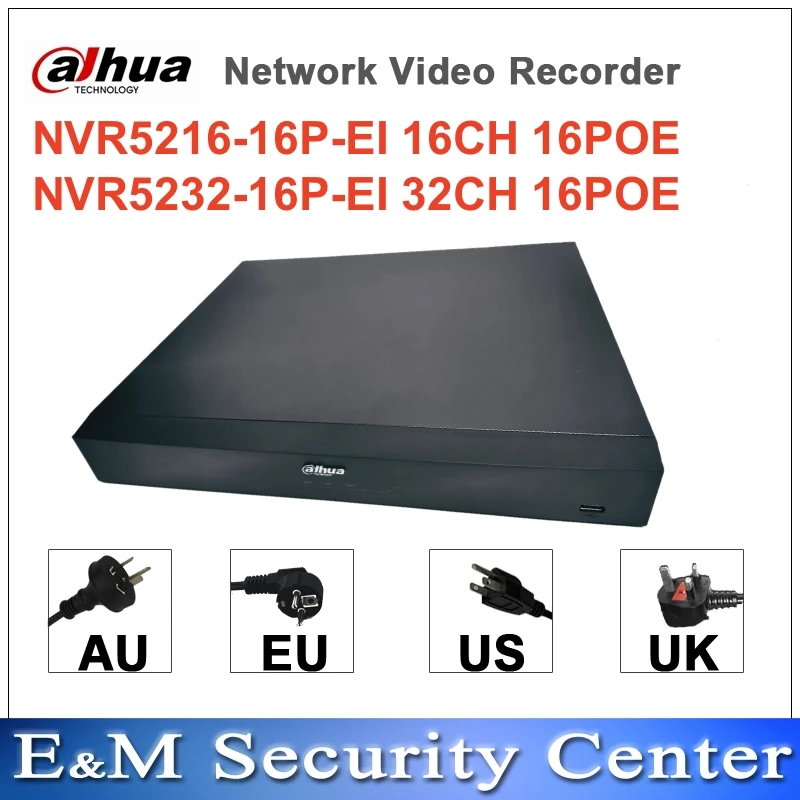 Original Dahua English NVR NVR5216-16P-EI NVR5232-16P-EI 16ch 32ch Channels 1U 16PoE 2HDDs WizSense Network Video Recorder