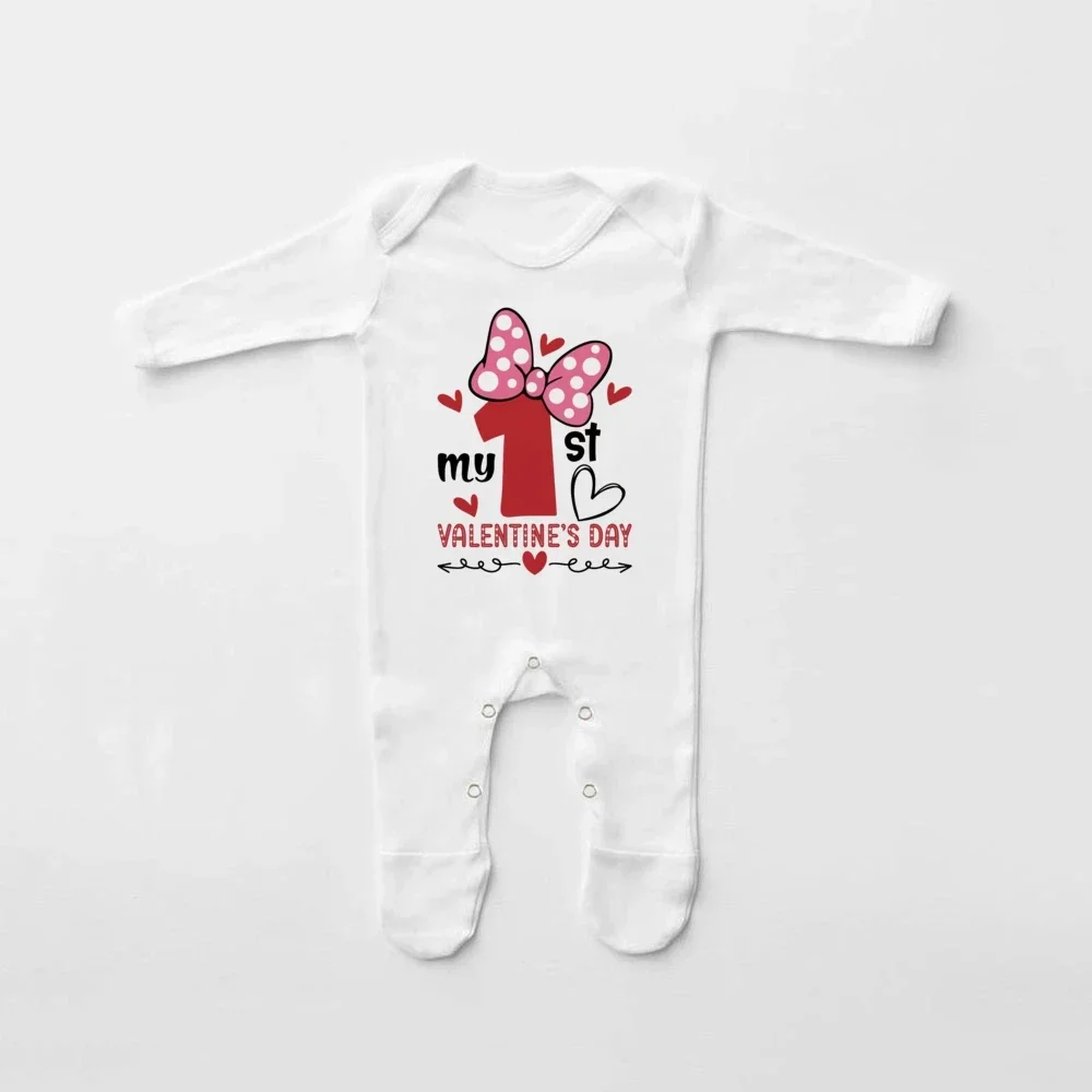 بلدي 1st عيد الحب بيبي بوي فتاة رومبير الزي الوليد الرضع القادمة المنزل الزي الطفل 1st عيد الحب ملابس النوم منامة #6