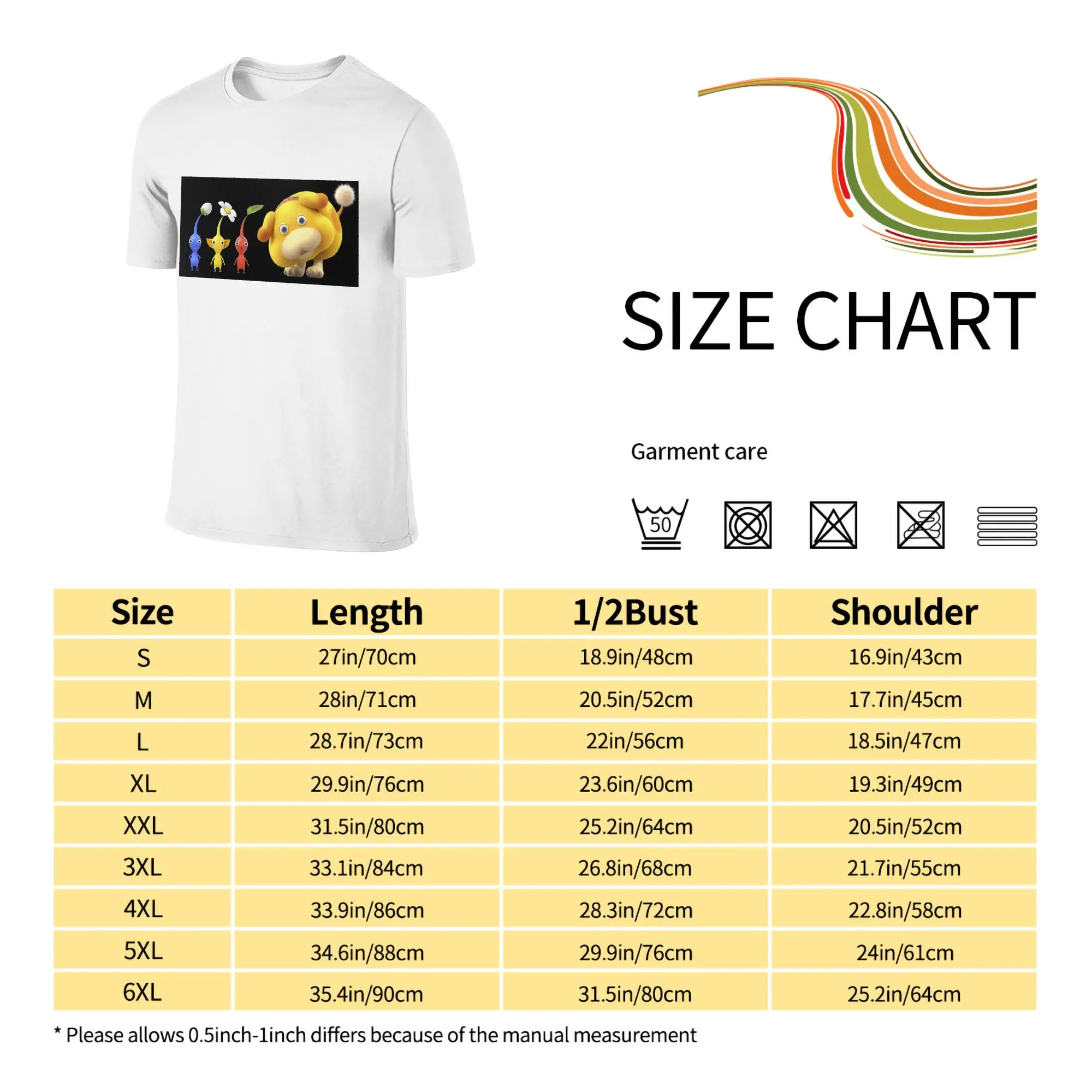 100% Cotton Pikmin  T-Shirt Men's Double Sided T Shirt Men O-Neck Summer Shirts Tops Oversized