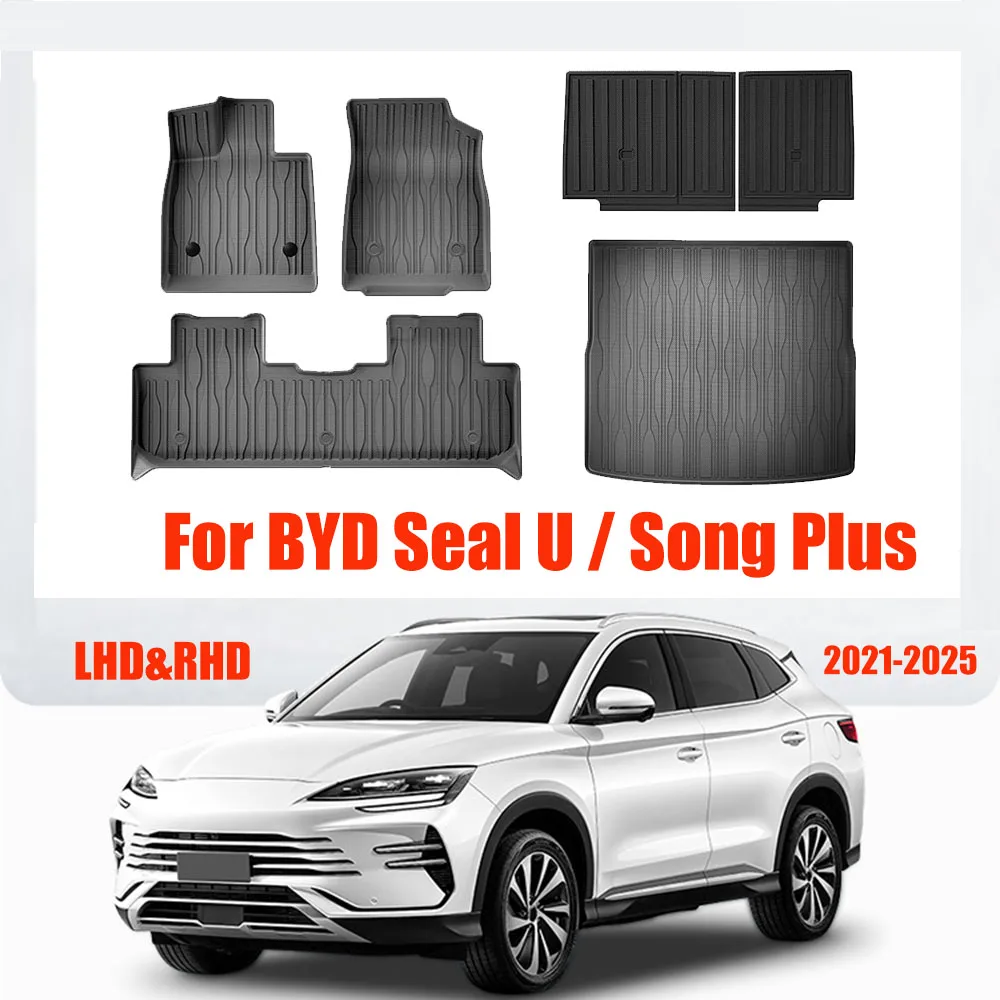 

Floor Mats For BYD Seal U / Song Plus Sealion 6 2021-2025 Car Floor Carpets Trunk Mat Backrest protection pad,Car TPE FootPad