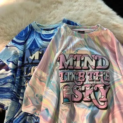 Sommer Hong Kong Sle ort Sve T-Shirt Damen rund Ne 3D Pendeln Sle Polyesterfaser 00 % ort T-Shirt