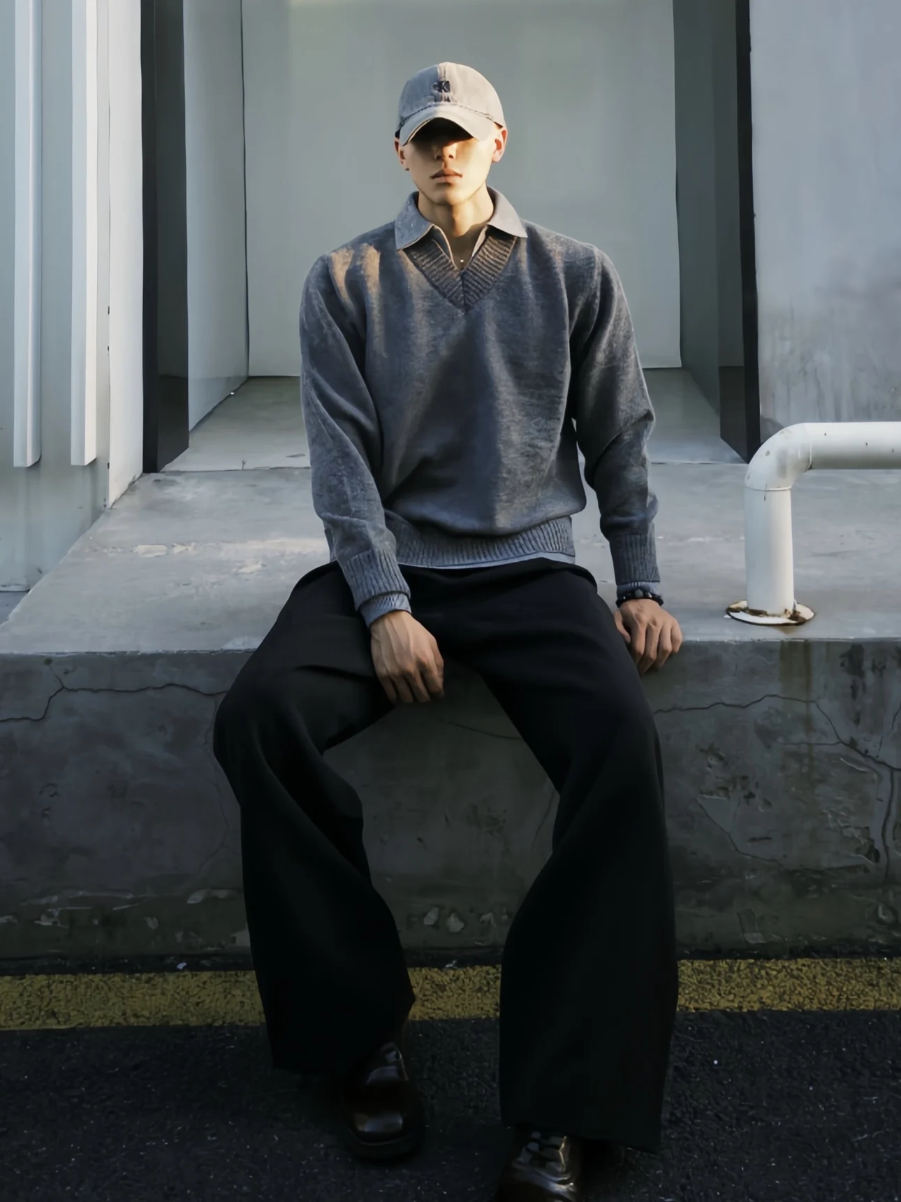 

Американский вязаный свитер в стиле ретро, V-Ne Aosphere, повседневный мужской осенне-зимний теплый воротник, подходящий для отдыха, всепогодный пуловер