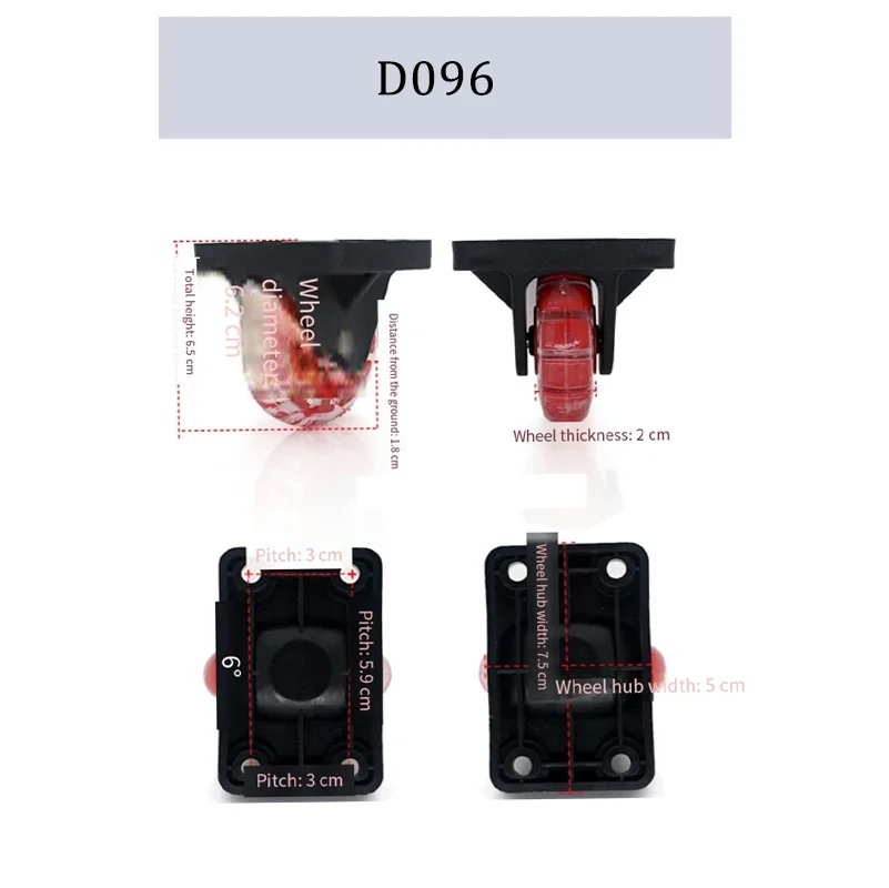 For D096 Universal Luggage Case Front Wheel Straight Roller Replacement Part Non-Rotating Luggage Case Repair Accessory