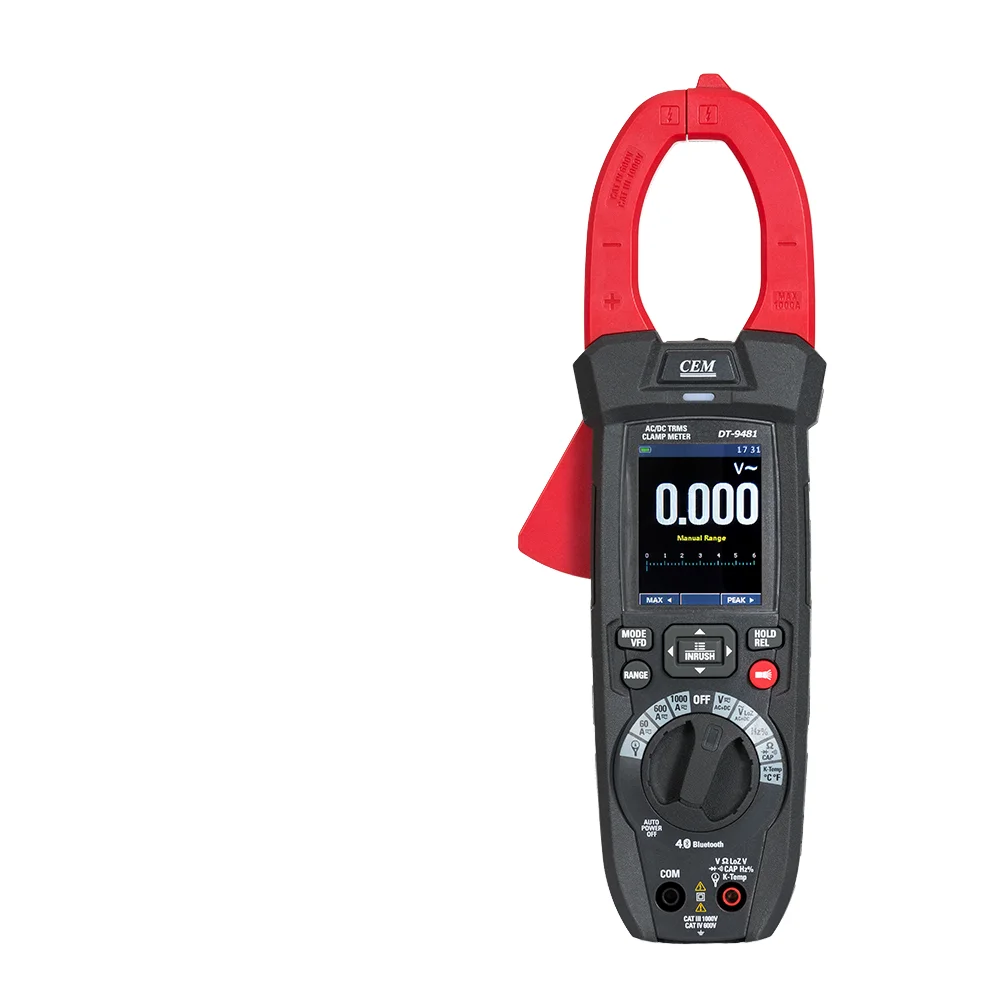 

CEM True-RMS Clamp Meter Measures AC/DC Current 1000A AC/DC Voltage 1500V Resistance 4K Temperature Capacitance Diode