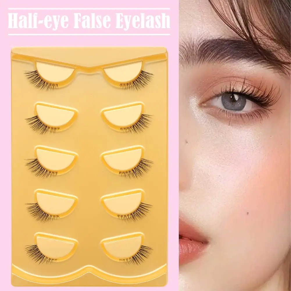 5 Pairs of Fashion 3D False Eyelashes Short Fake Eyelashes Salon Girls Fluffy Lightweight DIY Women Eyelashes Use Beauty Fa Q3V3