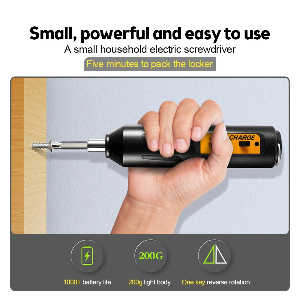 New Cordless Electric Screwdriver Impact Drill USB Rechargeable Mini Screwdriver Electric Drill Professional Repair Power Tools