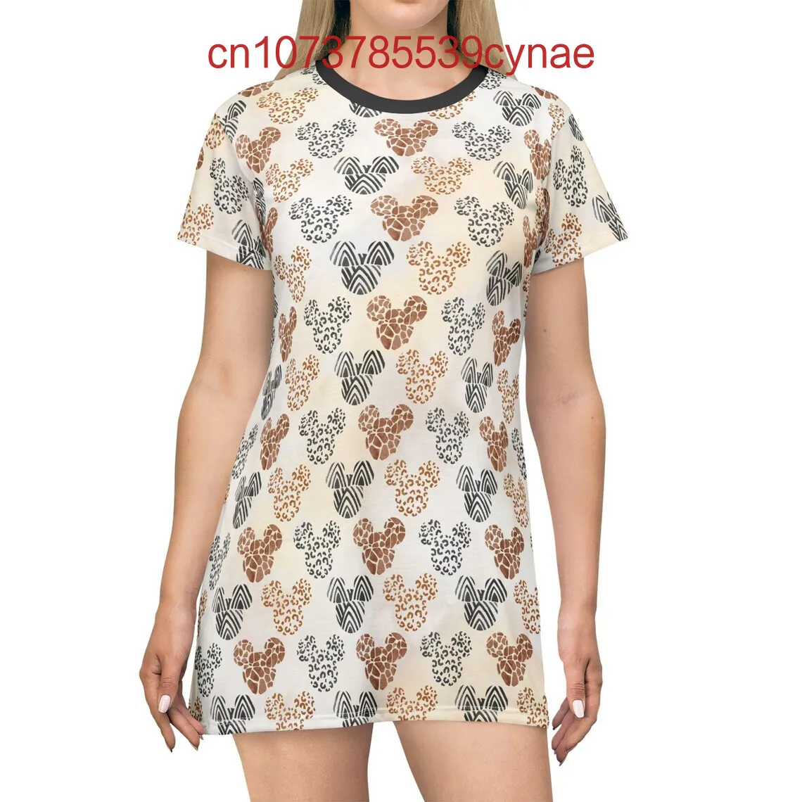 2025 夏の新ディズニー女性の半袖ドレス 3D プリントミッキーマウスストリートファッション Tシャツドレスセクシーな Y2K タイトドレス