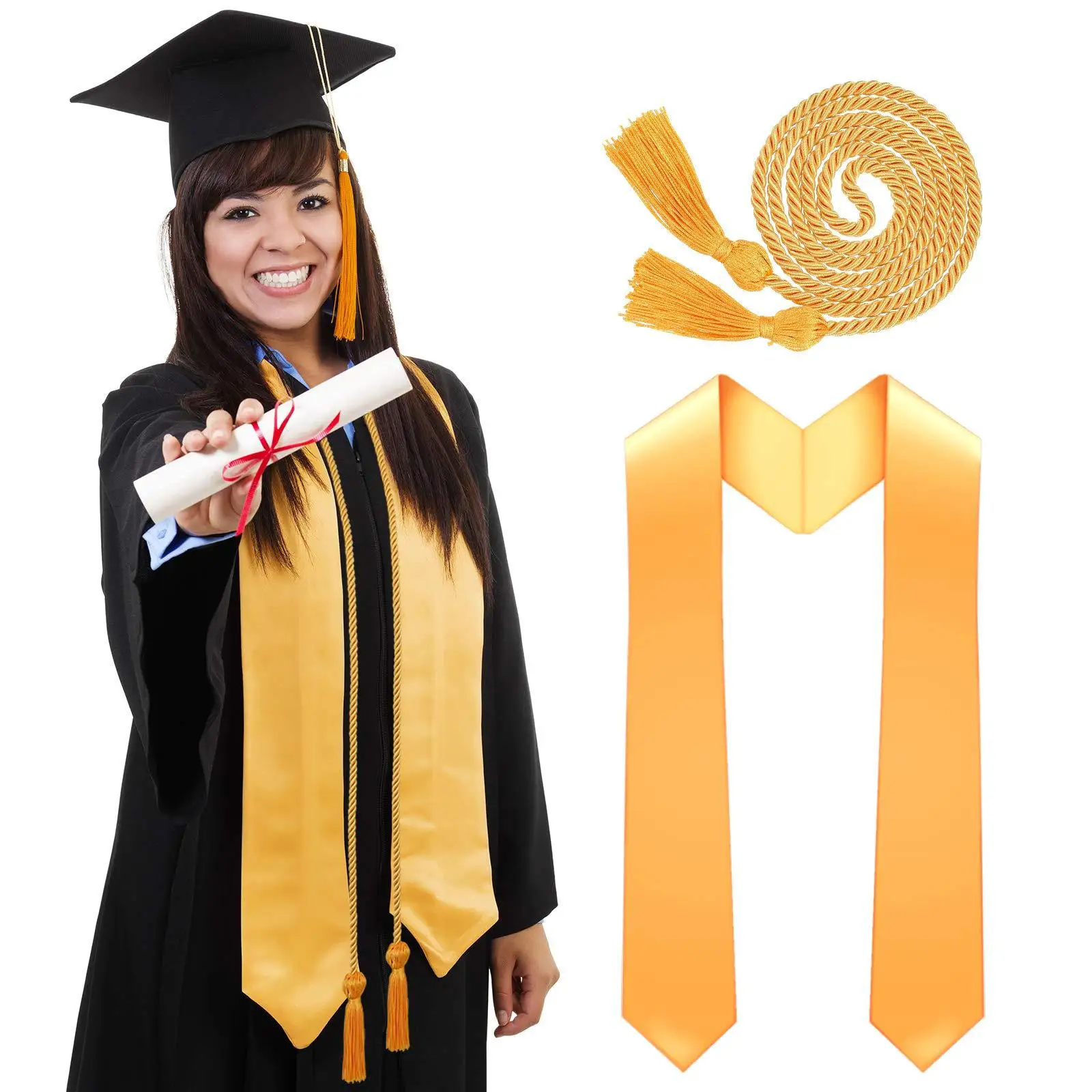 Adult Graduation Gown Bachelor Degree Academic Uniform Robe Hat Set for Graduation Photography Party Performance