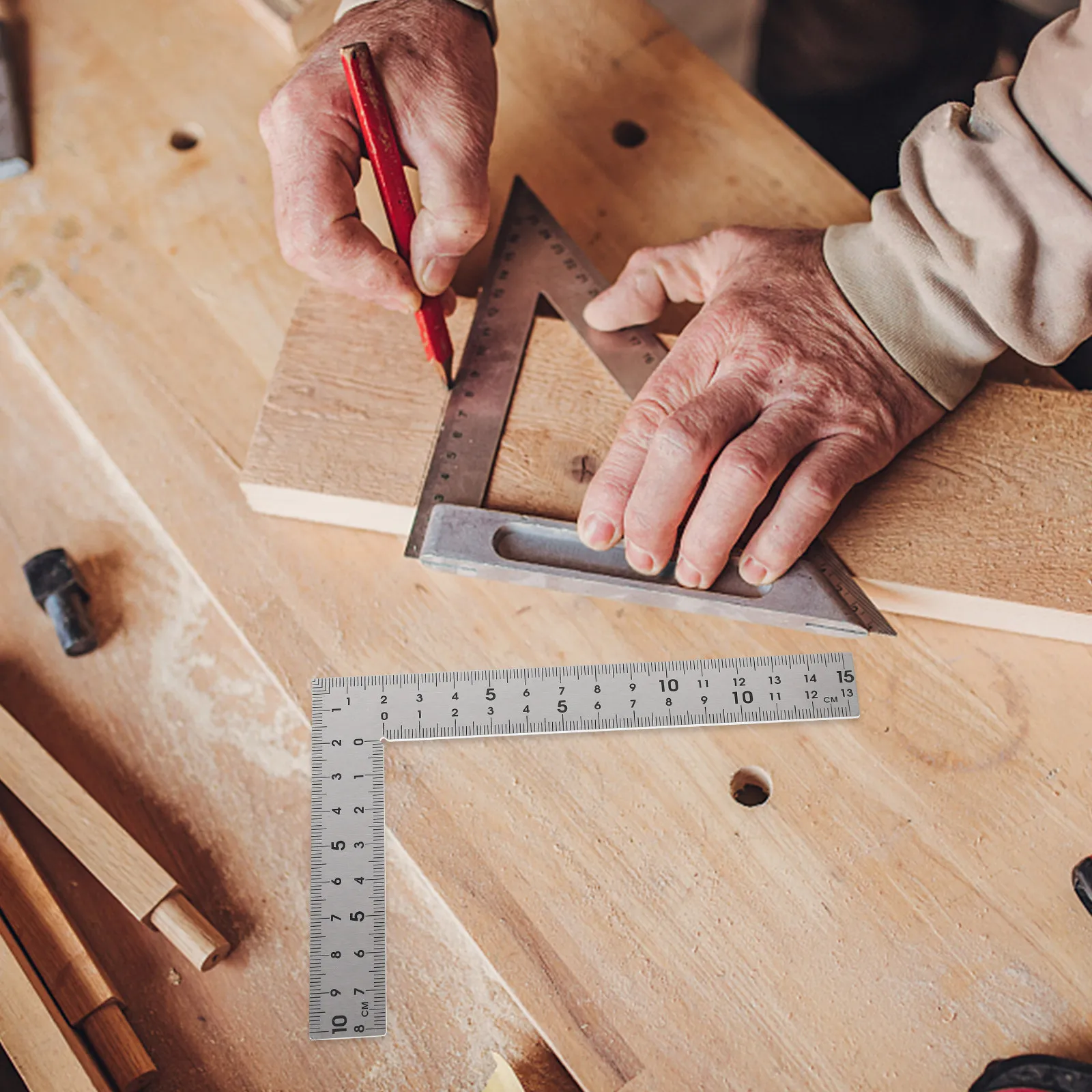 

Carpenter Square Stainless Steel 10x15cm Professional Woodworking Measuring Ruler Precision Framing Square Multi-Function