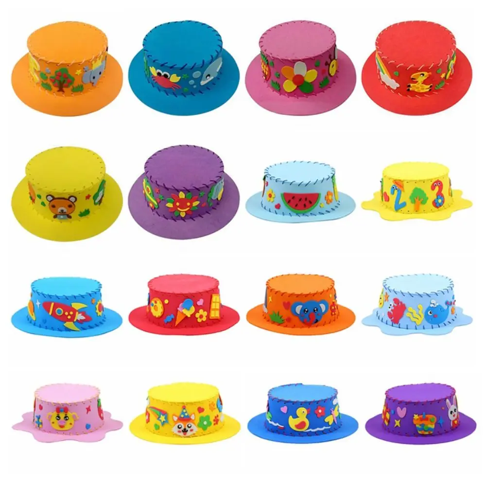 Creative DIY Sewing EVA Hat Puzzle Early Education 3D Handmade Hat Cartoon Animal Hat Children Craft