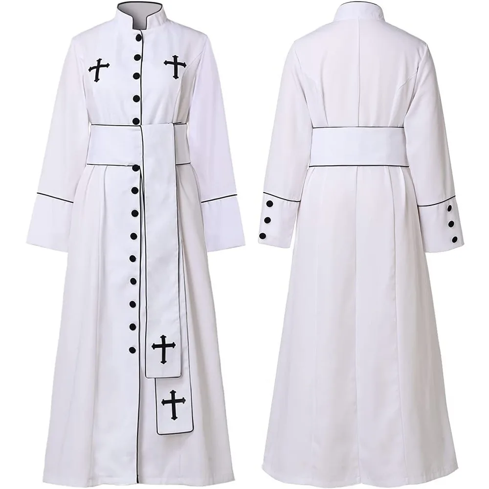 New Church Clergy Priest Priest Clothing Women\'s Priest Robe Roman Cassette Stand-up Collar Clothing Halloween Costumes for Men