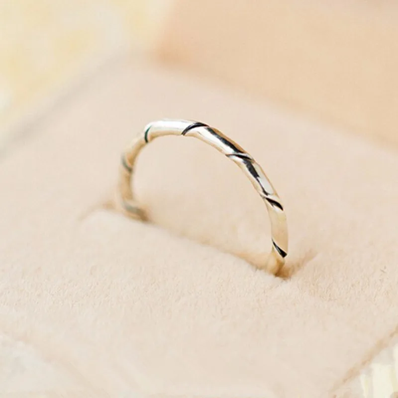 Silver Plated Bamboo Shape Open Rings For Women Fashion Girl Hypoallergenic  Silver Color Jewelry  R265