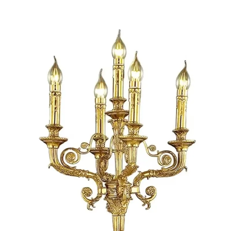 French Italian retro European luxury brass all-copper exquisite angel five-headed candlestick table lamp desktop lamp