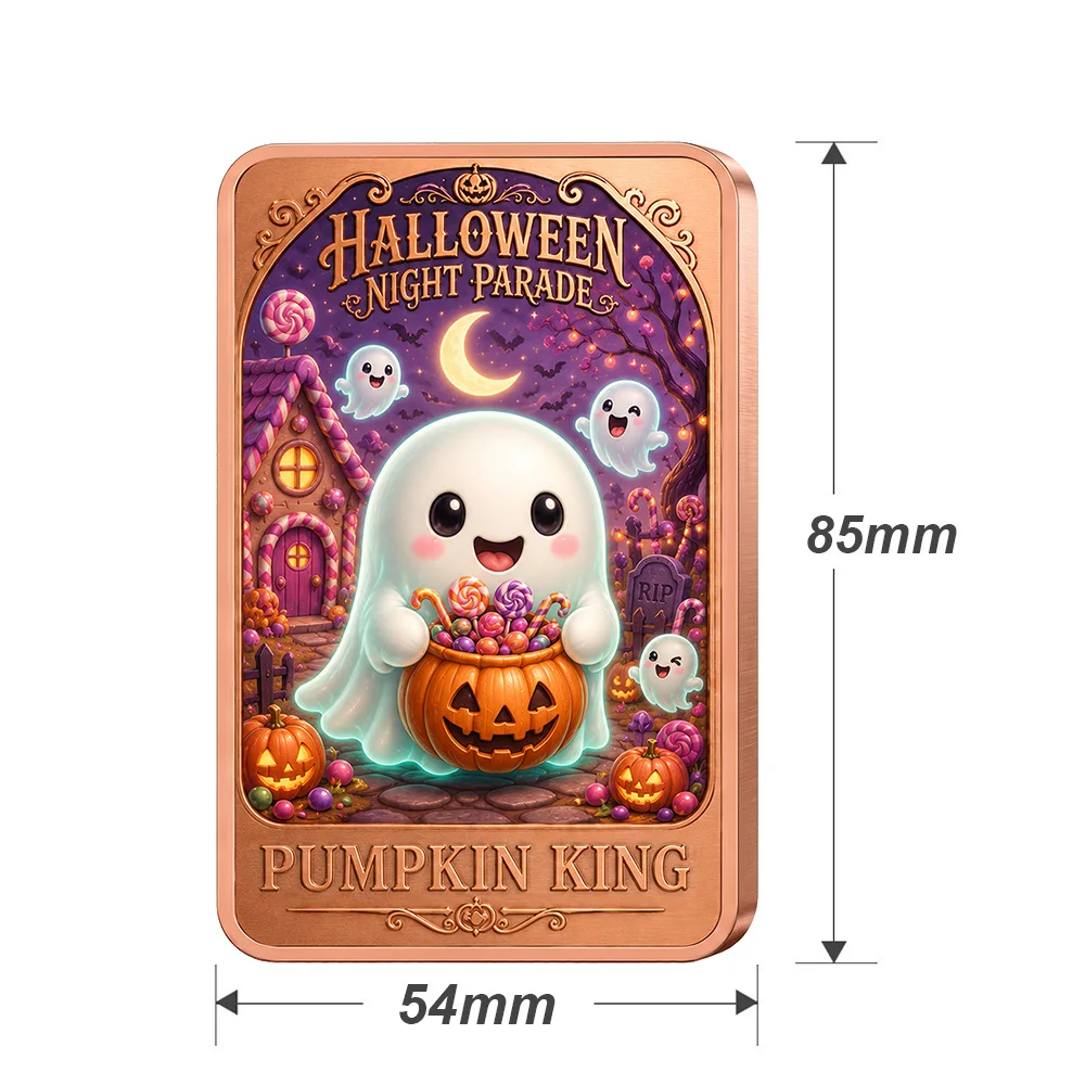 Halloween Night Parade Candy Ghost 5oz .999 Fine Copper Bar Collectible Coin Bar Pumpkin Candy Ghost Holiday Souvenir Gift