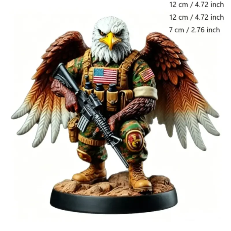 Eagle Soldier Ornament Decorative Design, Resin Craft Art Piece, Creative Eagle General Sculpture, Unique Home Decoration Item, Resin Sculptures, Unique Ornaments, Decorations And Ornaments