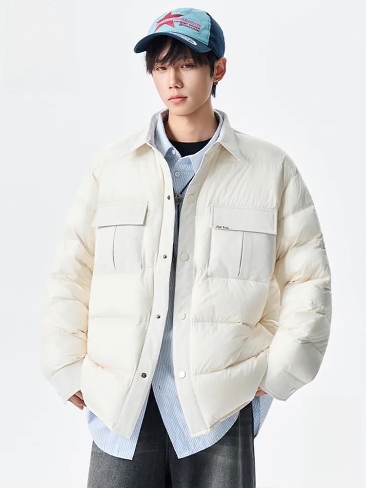 

PaulFrank Winter New Men's Casual Loose Warm Collar down Jaet White Du Feather Outerwear Polyester Fiber No Ironing Treat...