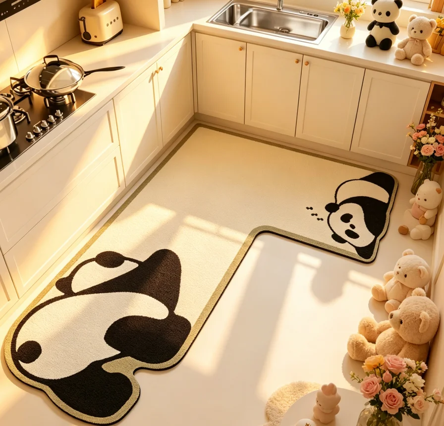panda Kitchen Floor Mat Bedroom Living Room Long Bedside Area Rug Soft Washable Carpet Slip Kitchen mat