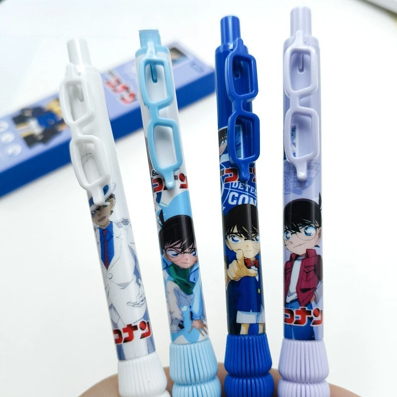 

4PCS Hot Anime Detective and Conans Series Press The Pen Cartoon Role Creativity Cute Printing Black Quick-drying Sign Pen