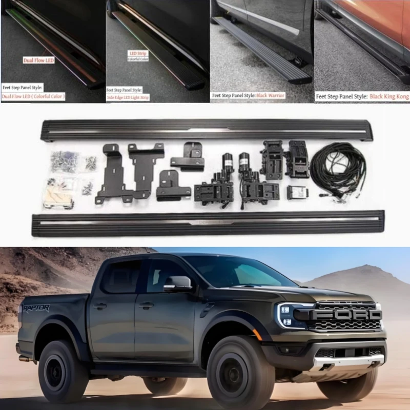 Estribos Eléctricos LED para Ford RANGER 2023 2024 2025 2026, Escalón Lateral Automático Retráctil, Pedal Telescópico, Barras Nerf