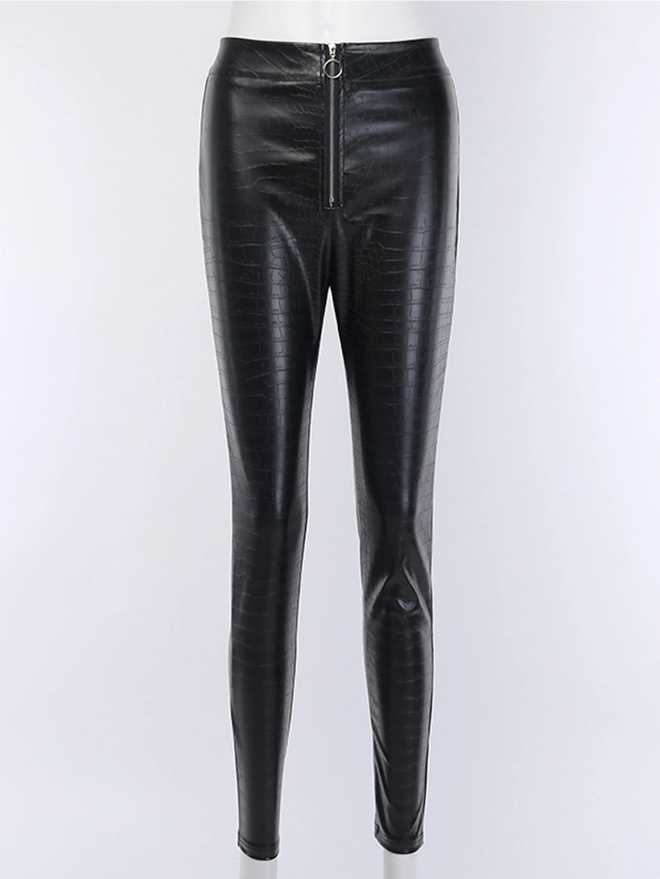 Pantalon en cuir noir taille haute pour femme, leggings en PU, streetwear décontracté, pantalon crayon, vêtements gothiques, mode sexy, Y2K, 2024